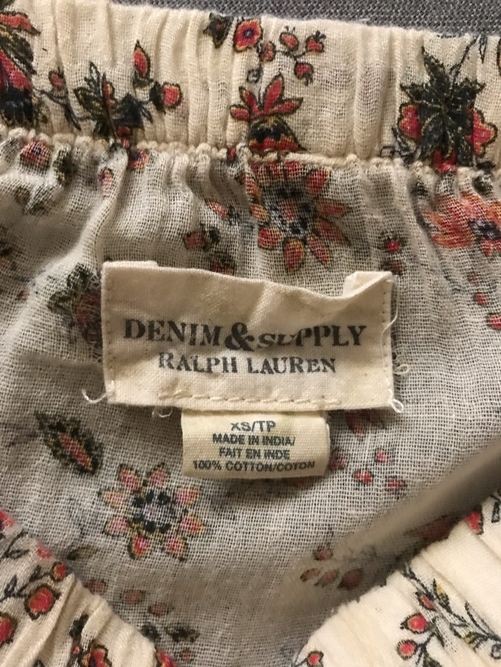 Denim & Supply Ralph Lauren Cream Maxi Skirt with Red Floral Print - Picture 7 of 7